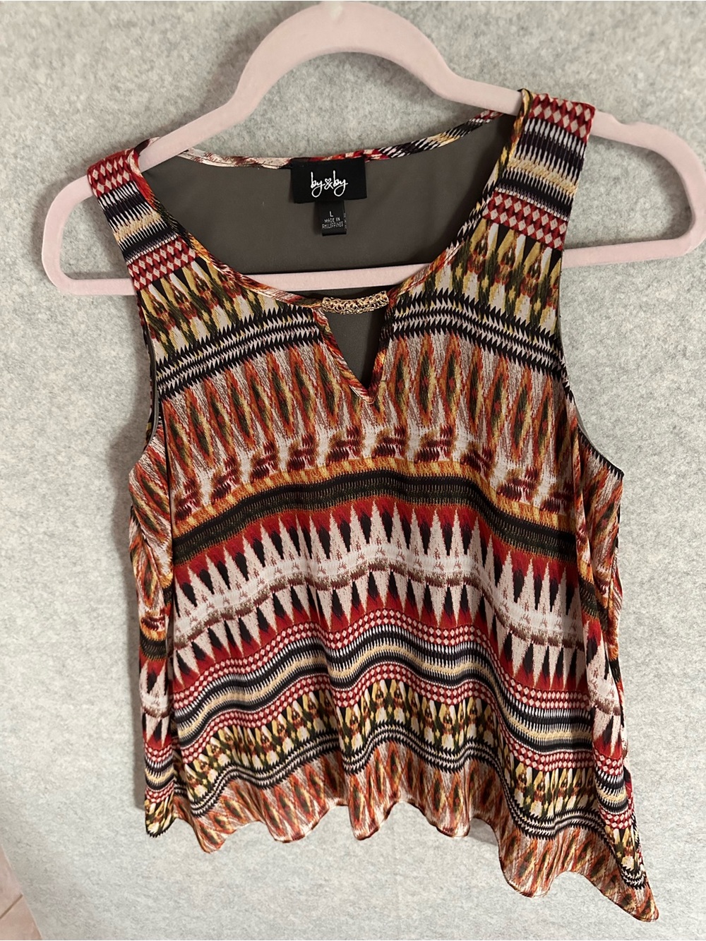 by & by Multicolor Tribal Print Sleeveless Tunic